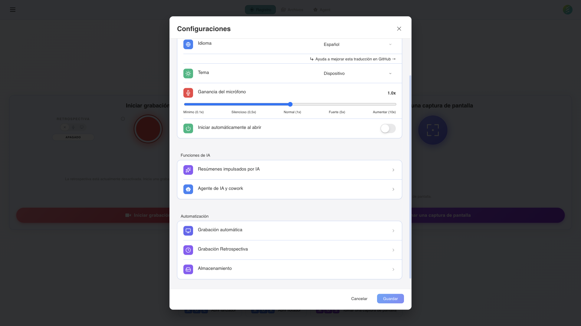 Configuración de SeaMeet con configuración de grabación automática