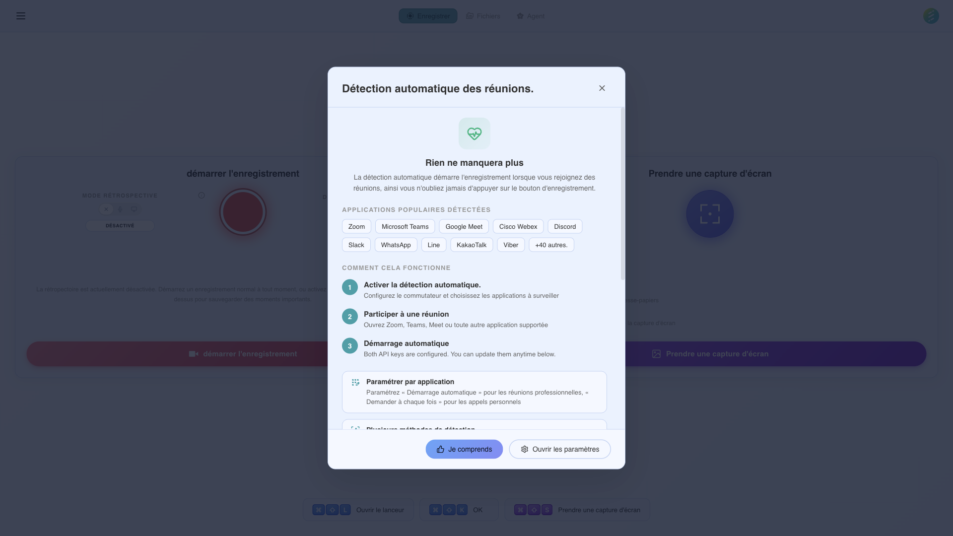 SeaMeet settings panel with auto-recording configuration