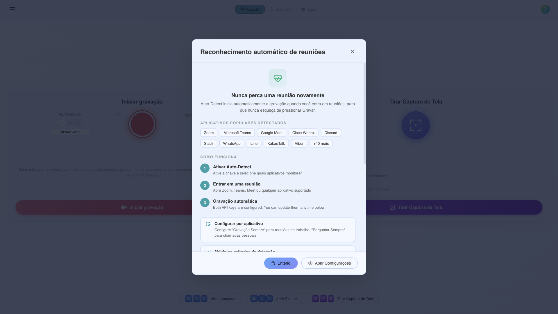 SeaMeet settings panel with auto-recording configuration