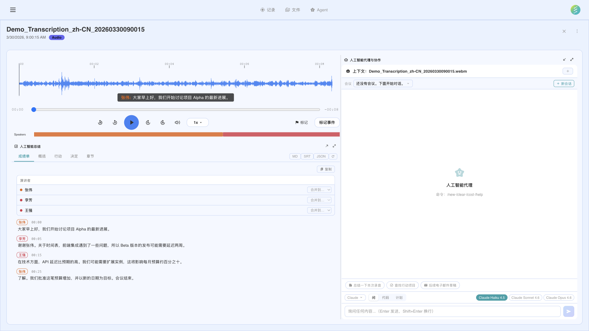 显示音频源和视频模式选项的录制设置对话框